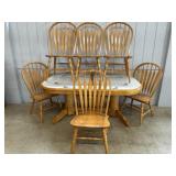7-Pc. Oak Dining Room Suite w/ Tile Top