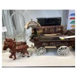 Cast Metal Horse Drawn Wagon