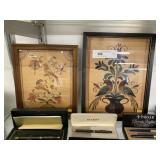 (2) Framed Folk Art Watercolors