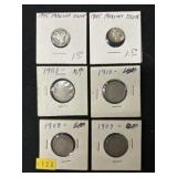 (4) V Nickels & (2) Mercury Dimes