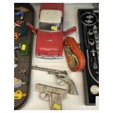 Hubley Toy Cap Gun, Die Cast Car & Noise Maker
