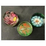 3 Art Glass Paperweights