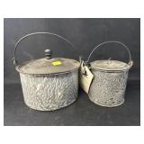 (2) Gray Agateware Pails
