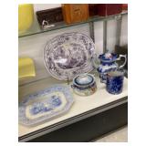 Transferware Platters, Flow Blue & Stoneware