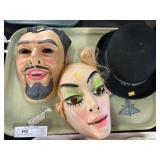 Vtg. Masks & Bicentennial Hat