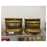 (2) Middle Eastern Brass Planters