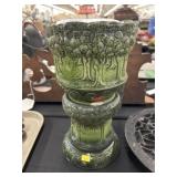 Small Pottery Jardiniere on Pedestal