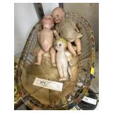 Vtg. Dolls & Woven Basket