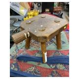 Primitive Carved Wood Milk Stool