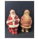 (2) Paper Mache Santa Candy Container & Figurine