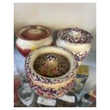 (3) Spatterware Sugar Bowls