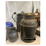 Gray Agate Cream Pail, Coffee Pot & Pitcher