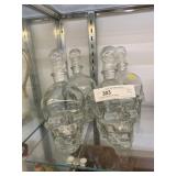(4) Skull Form Decanter Bottles