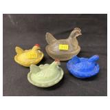(4) Glass Chicken Salts