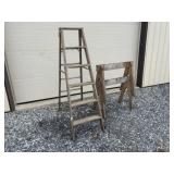 6' Wooden Step Ladder w/ Wooden Saw Horses