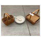2 Longaberger Baskets w/ Pie Plate & Trivet