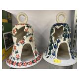 2 Hand Painted Polish Pottery Bell Form Tealights