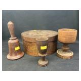 Band Box with Turned Wood Cups & Bell