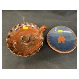 Ned Foltz Redware Candlestick with Plate