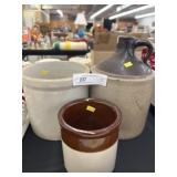 Stoneware Jug w/ Storage Crocks