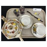 Chinaware w/ Paint Decorated Eggs & Wristwatches