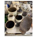 Storage Jugs & Crocks w/ Glass Vase