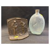 Embossed Bottle with Brass Bookends