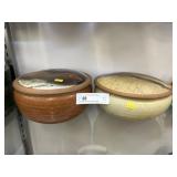 2 Unsigned Decorative Pottery Canisters