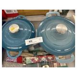 2 Cast Iron Enameled Roasting Pans