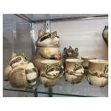 Fitz & Floyd Racoon Canister w/ Mugs