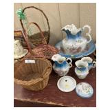 Pitcher & Bowl w/ Woven Baskets