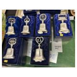 Grouping of 12 Days of Christmas Pewter Bells