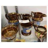 Copper Lustre Pitchers w/ Bowl