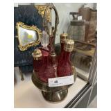 Cranberry Glass Caster Set