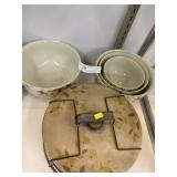 Hall Wheat Pattern Mixing Bowls w/ Cake Server