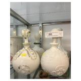 Milk Glass & Silver Plate Decanter Bottles