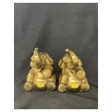 2 Brass Elephant Form Bookends