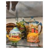 3 Paint Decorated Tin Pitchers