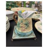 Majolica Cream Pitcher w/ Tiriet