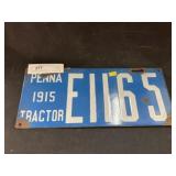 1915 PA Tractor License Plate