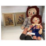 Vintage Raggedy Ann Dolls w/ Framed Print