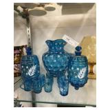 Art Glass Pitcher w/ Canisters & Vases