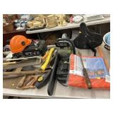 Cordless Chainsaw, Battery Charger & Hand Tools