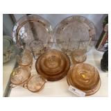Assortment of Pink Depression Glassware.