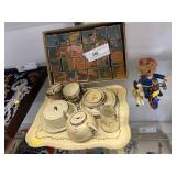 Vintage Building Blocks, Tea Service & Wind-Up Toy