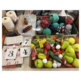 Fabric Balls, Artificial Fruit & Assorted Bottles