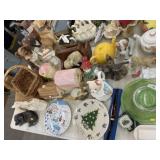 Teapots, Collector Plates & Woven Basket