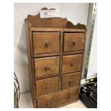 Antique 7-Drawer Wall Cabinet
