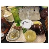 French Balloon Plates w/ Art Glass & Ashtray