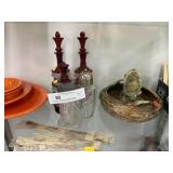Planter w/ Cruet Bottles, Shaker & Flatware